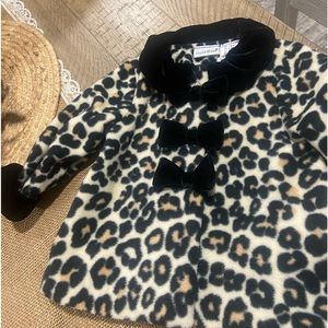 Girls adorable cheetah dressy furry winter jacket 3-6 months - new never worn